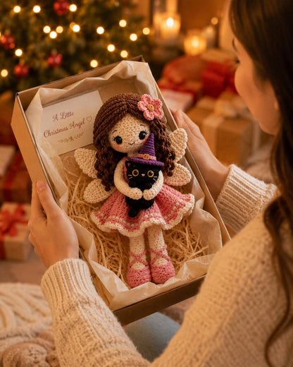 Crochet Fairy Doll, Handmade Amigurumi Angel, Ballerina and Flower Fairy, Fantasy Room Decor, Unique Crochet Gift, hallowen