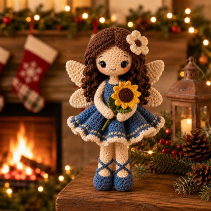 Crochet Fairy Doll, Handmade Amigurumi Angel, Ballerina and Flower Fairy, Fantasy Room Decor, Unique Crochet Gift, hallowen