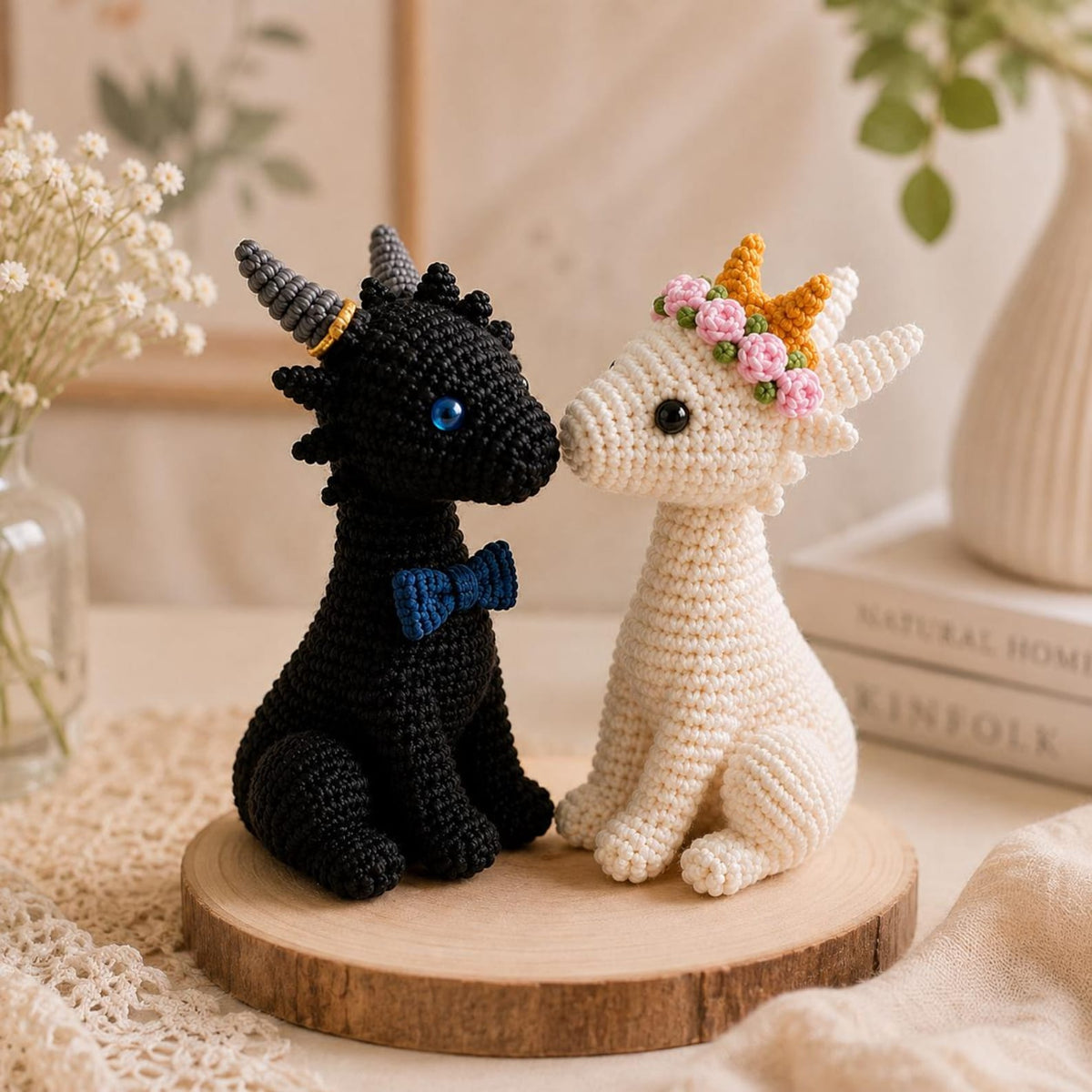 Crochet Bride and Groom Dragons,Custom Dragon Wedding Cake Topper, Cute Dragon Couple Wedding Decor, Unique Anniversary Gift,Fantasy Wedding