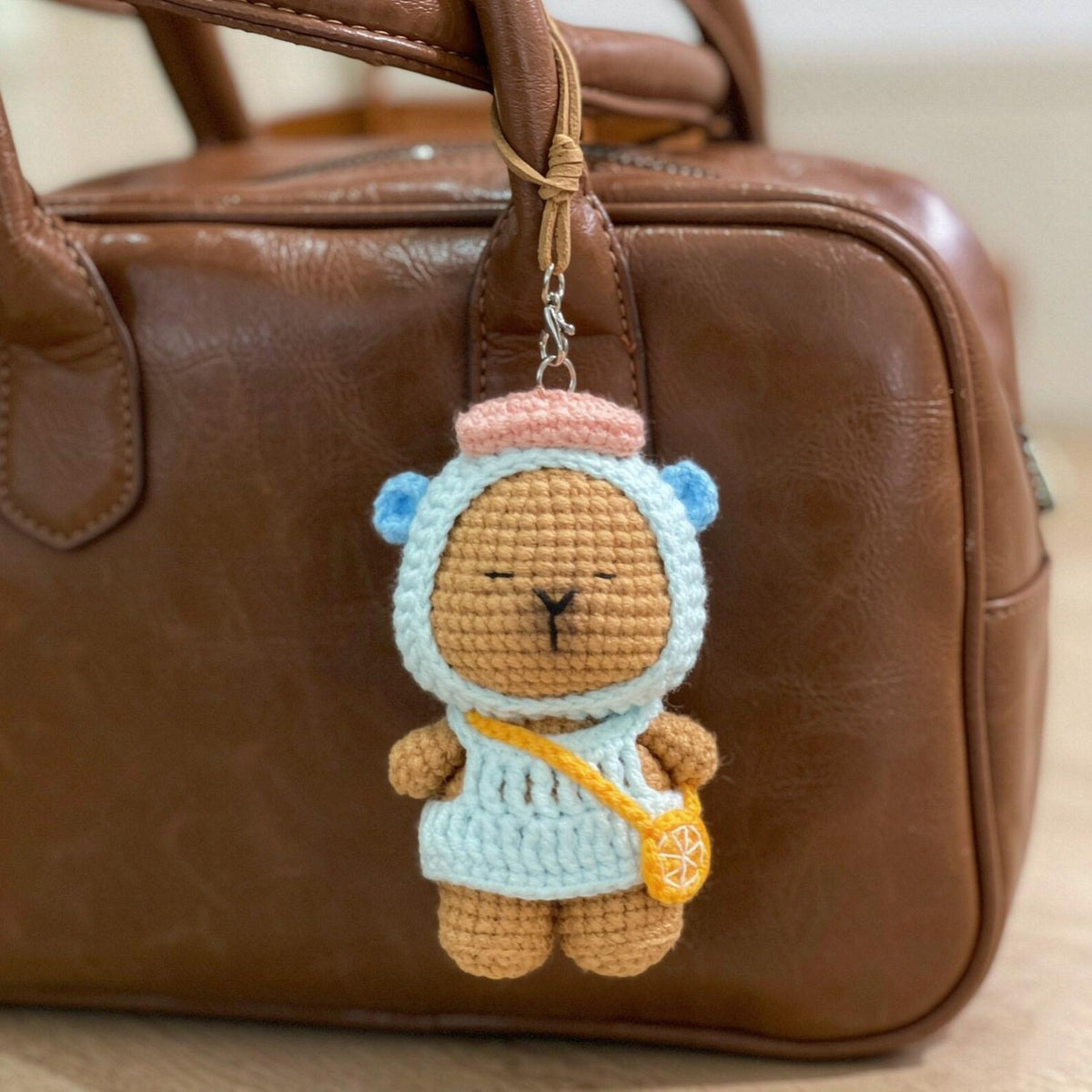 Handmade crocheted hanging figurine bag charm decor everyday creative accessory fun birthday gift for your girlfriend for joyful casual days