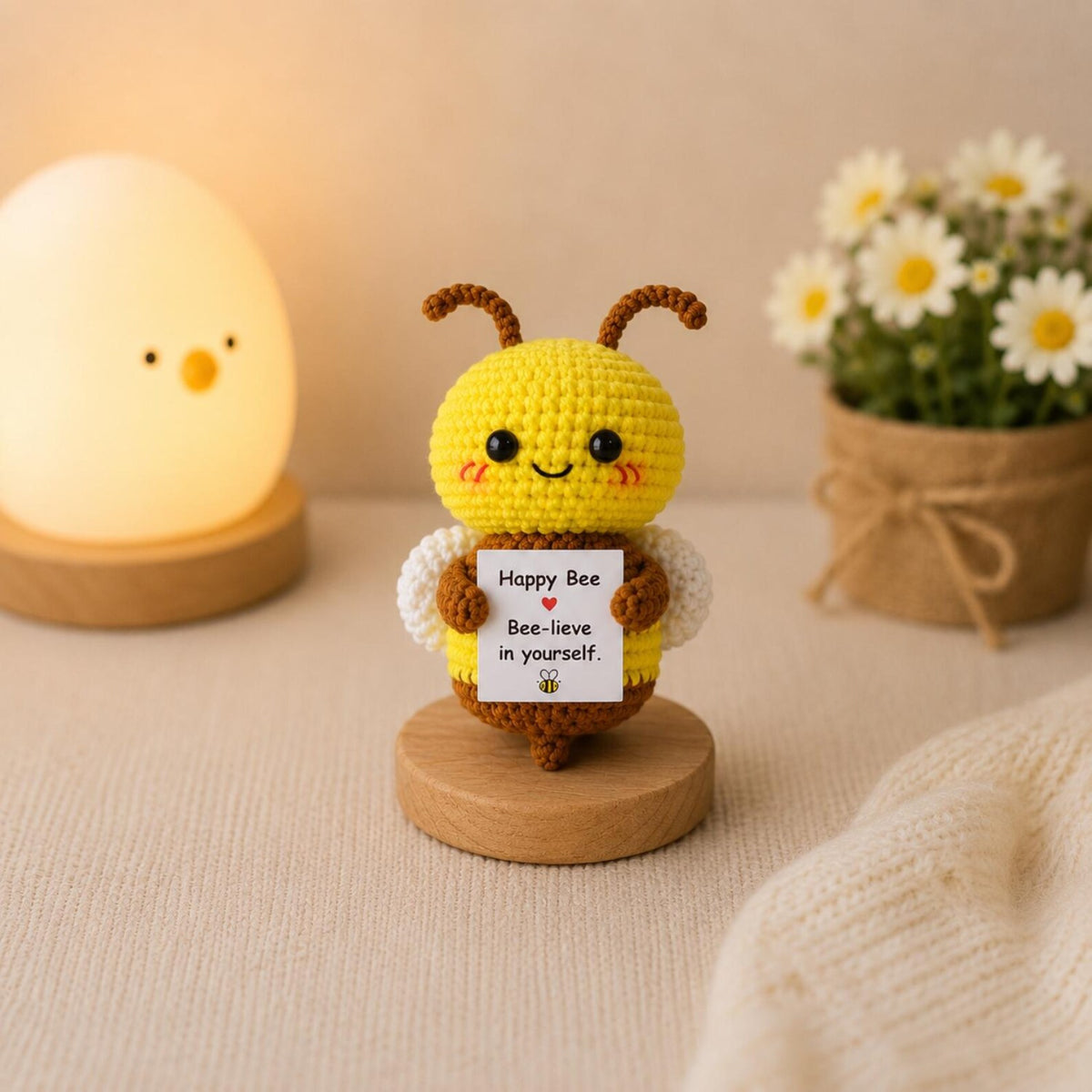 Crochet Bee Gift, Positive Message Plush, Cute Encouragement Keepsake, Friendship Birthday Gift for Student Teacher,Christmas Present