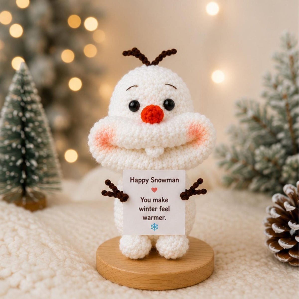 Crochet Snowman Gift, Emotional Support Plush, Cute Christmas Keepsake, Winter Encouragement Gift for Friend Coworker Teacher