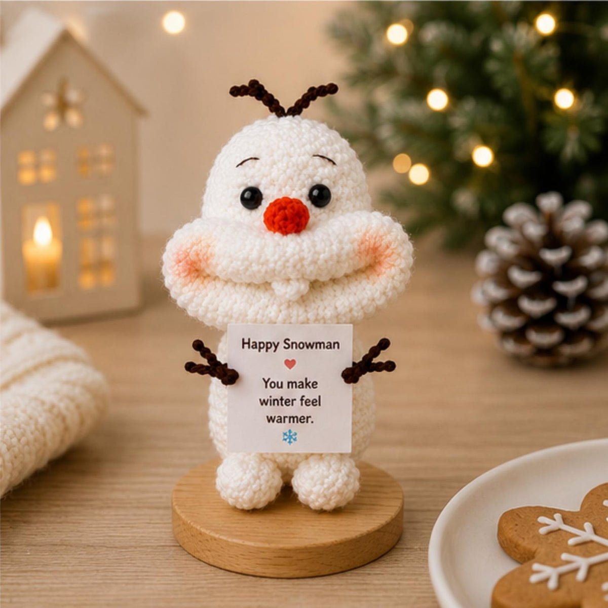 Crochet Snowman Gift, Emotional Support Plush, Cute Christmas Keepsake, Winter Encouragement Gift for Friend Coworker Teacher