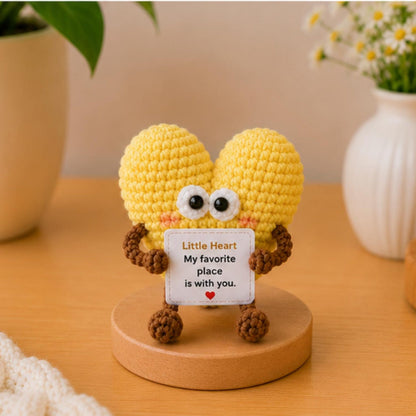 Crochet Heart Gift, Cute Love Plush with Message, Valentine Keepsake,Romantic Friendship Birthday Gift for Student Teacher,Christmas Present