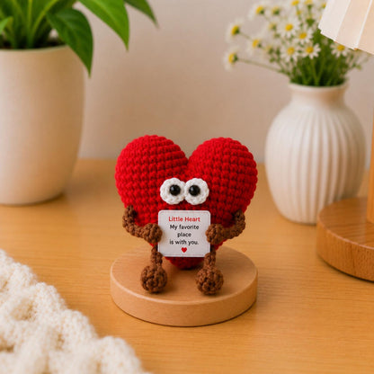Crochet Heart Gift, Cute Love Plush with Message, Valentine Keepsake,Romantic Friendship Birthday Gift for Student Teacher,Christmas Present