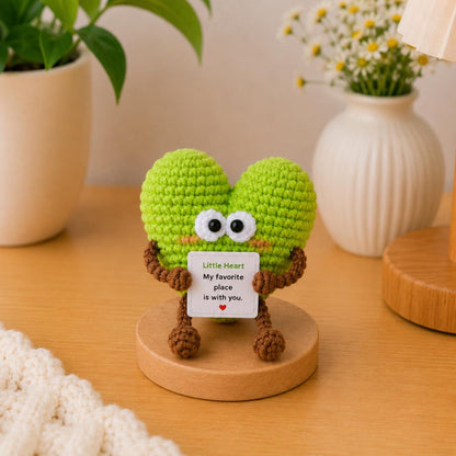 Crochet Heart Gift, Cute Love Plush with Message, Valentine Keepsake,Romantic Friendship Birthday Gift for Student Teacher,Christmas Present