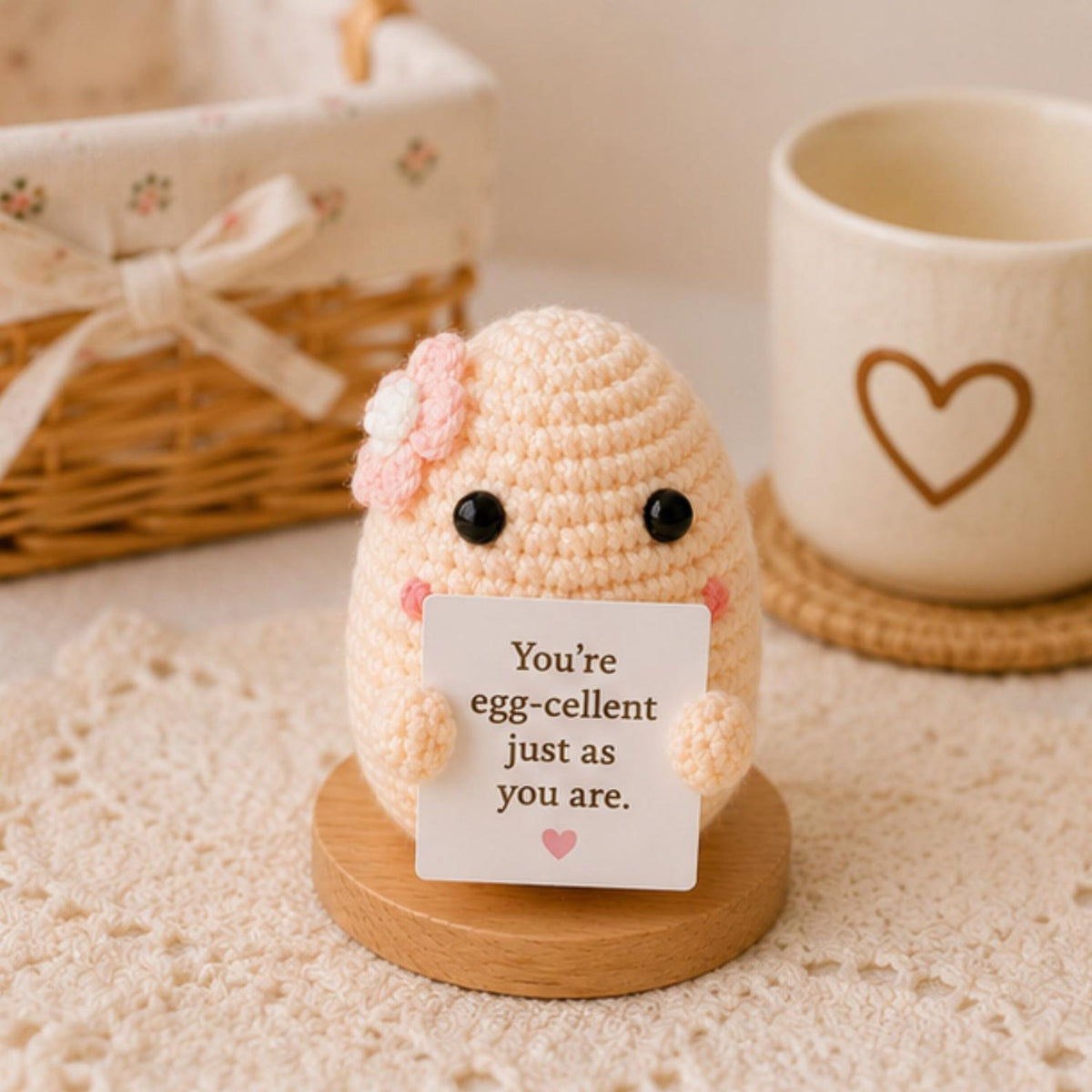 Crochet Egg Gift, Cute Positive Message Plush, Encouragement Keepsake, Easter Friendship Gift for Best Friend Student Coworker, Teacher gift