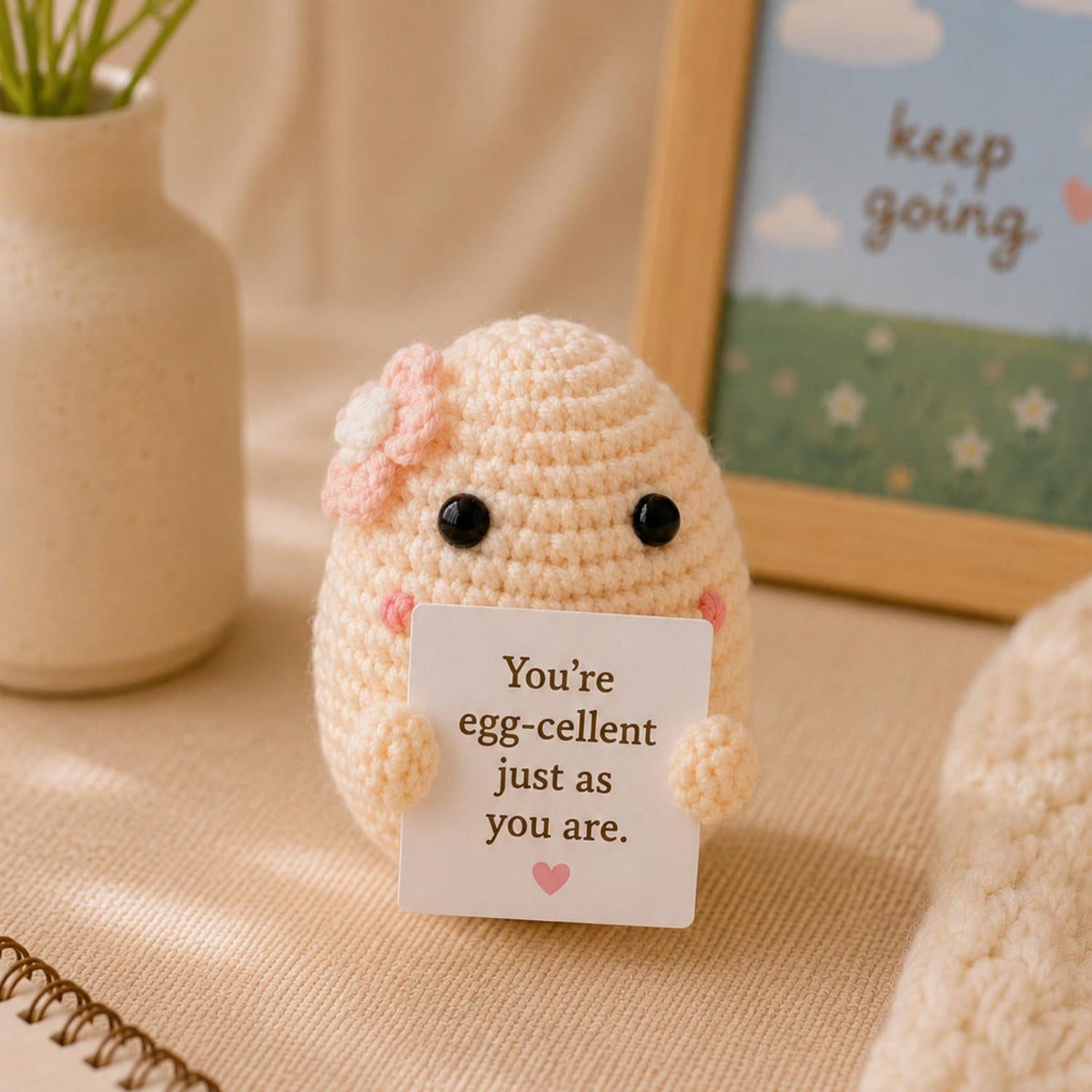 Crochet Egg Gift, Cute Positive Message Plush, Encouragement Keepsake, Easter Friendship Gift for Best Friend Student Coworker, Teacher gift