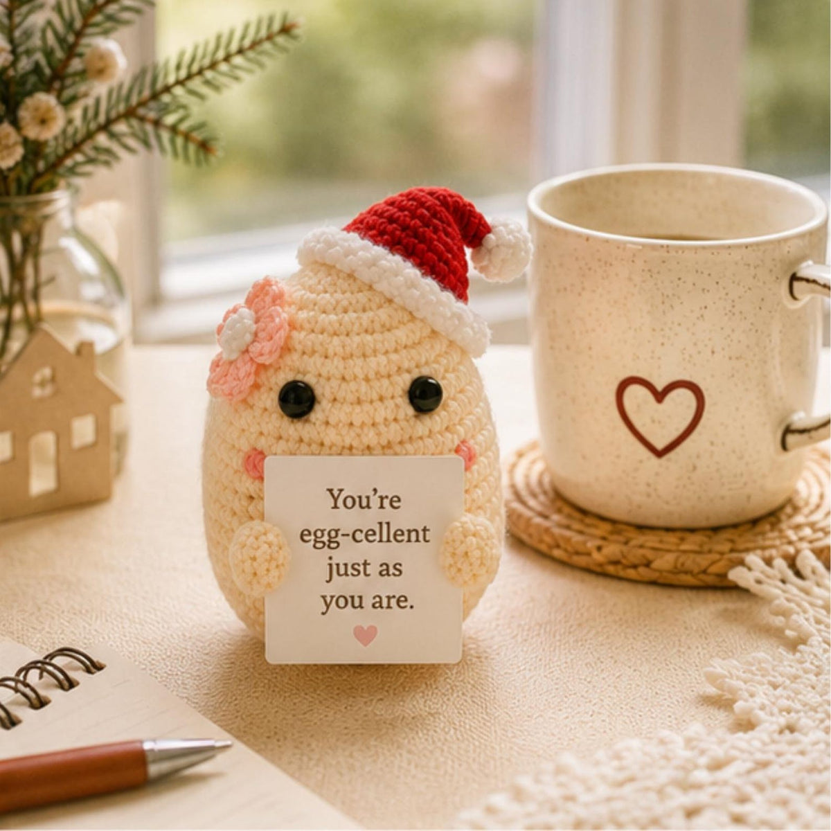 Crochet Egg Gift, Cute Positive Message Plush, Encouragement Keepsake, Easter Friendship Gift for Best Friend Student Coworker, Teacher gift