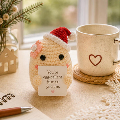 Crochet Egg Gift, Cute Positive Message Plush, Encouragement Keepsake, Easter Friendship Gift for Best Friend Student Coworker, Teacher gift
