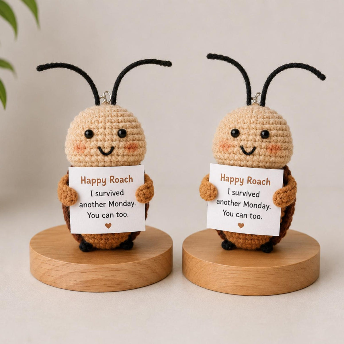 Crochet Roach Gift, Funny Encouragement Plush, Monday Survival Desk Buddy, Positive Humor Gift for Coworker Friend Student Office