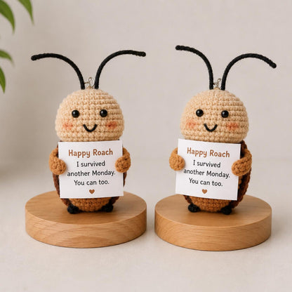 Crochet Roach Gift, Funny Encouragement Plush, Monday Survival Desk Buddy, Positive Humor Gift for Coworker Friend Student Office