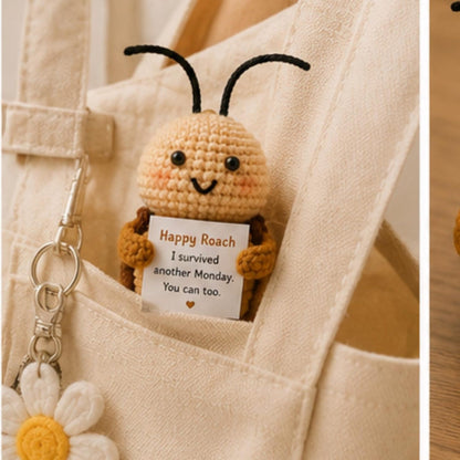 Crochet Roach Gift, Funny Encouragement Plush, Monday Survival Desk Buddy, Positive Humor Gift for Coworker Friend Student Office