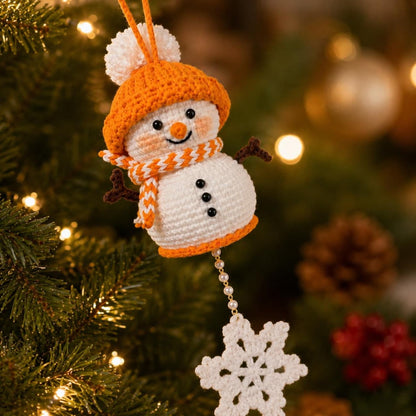 Crochet Snowman Ornament, Christmas Tree Hanging Decor, Handmade Winter Keepsake, Handmade Gift, Stocking Stuffer Gift for Her,Friend Gift