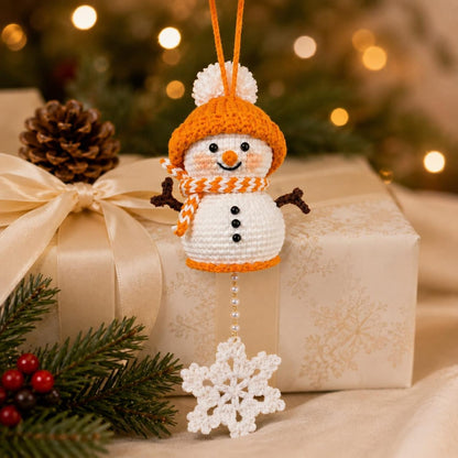 Crochet Snowman Ornament, Christmas Tree Hanging Decor, Handmade Winter Keepsake, Handmade Gift, Stocking Stuffer Gift for Her,Friend Gift