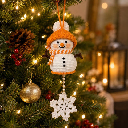 Crochet Snowman Ornament, Christmas Tree Hanging Decor, Handmade Winter Keepsake, Handmade Gift, Stocking Stuffer Gift for Her,Friend Gift