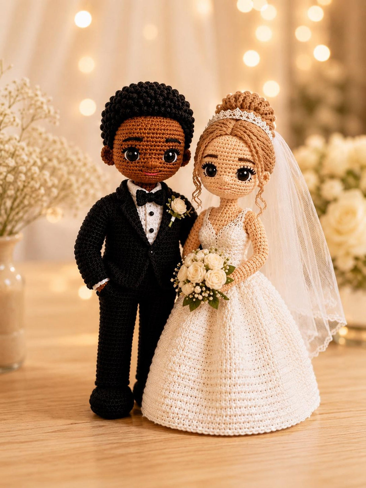 Handmade Crochet Wedding Couple, Personalized Bride and Groom Crochet Wedding Doll, Personalized Anniversary Gift for Couples, Wedding Gift