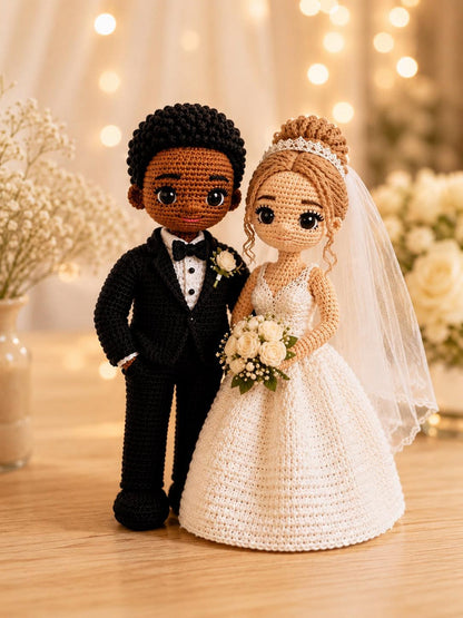 Handmade Crochet Wedding Couple, Personalized Bride and Groom Crochet Wedding Doll, Personalized Anniversary Gift for Couples, Wedding Gift