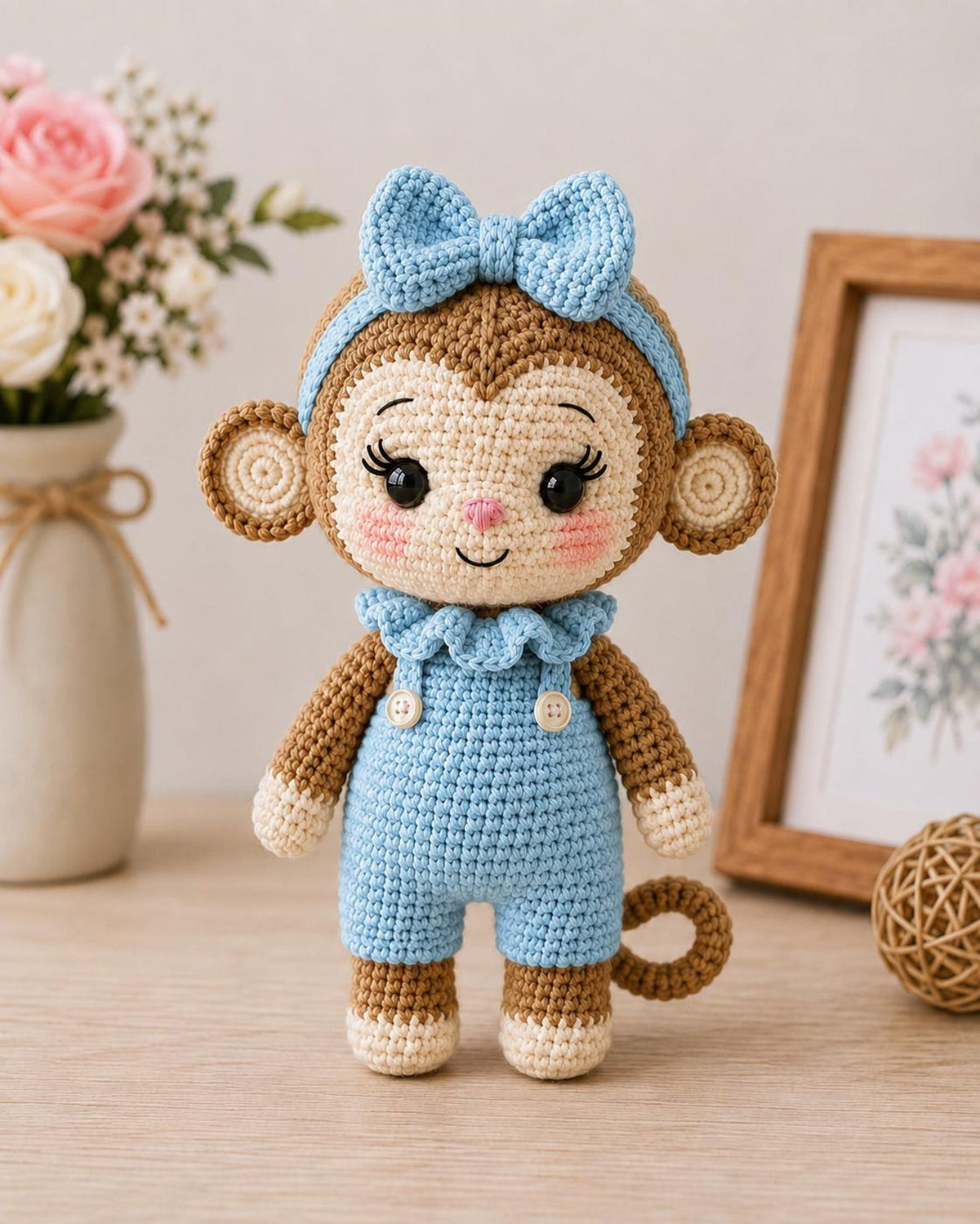 Handmade Amigurumi Monkey, Crochet Monkey Doll, Cute Baby Gift, Nursery Decor, Monkey Plush Toy, Baby Shower Gift, Birthday Gift