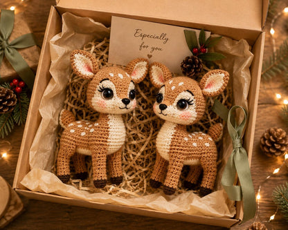 Handmade Crochet Deer, Cute Fawn Amigurumi, Woodland Animal Decor, Crochet Forest Animal, Nursery Decor, Baby Shower Gift, Deer Lover Gift