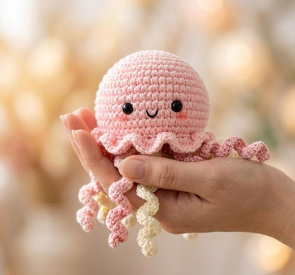 Crochet Jellyfish Plush, Handmade Jellyfish Amigurumi, Cute Ocean Animal Plushie, Kawaii Nursery Decor, Jellyfish Gift for Kids