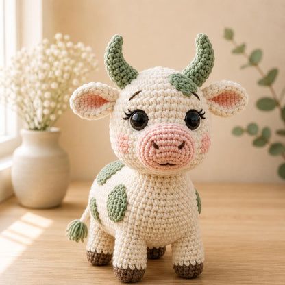 Crochet Cow Plush, Handmade Amigurumi Cow, Cute Farmhouse Decor, Cow Lover Gift, Farm Animal Plush, Nursery Decor, Baby Shower Gift