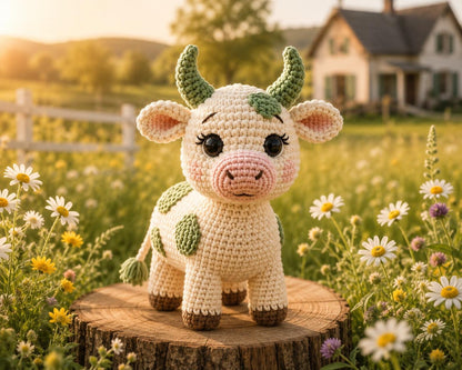 Crochet Cow Plush, Handmade Amigurumi Cow, Cute Farmhouse Decor, Cow Lover Gift, Farm Animal Plush, Nursery Decor, Baby Shower Gift