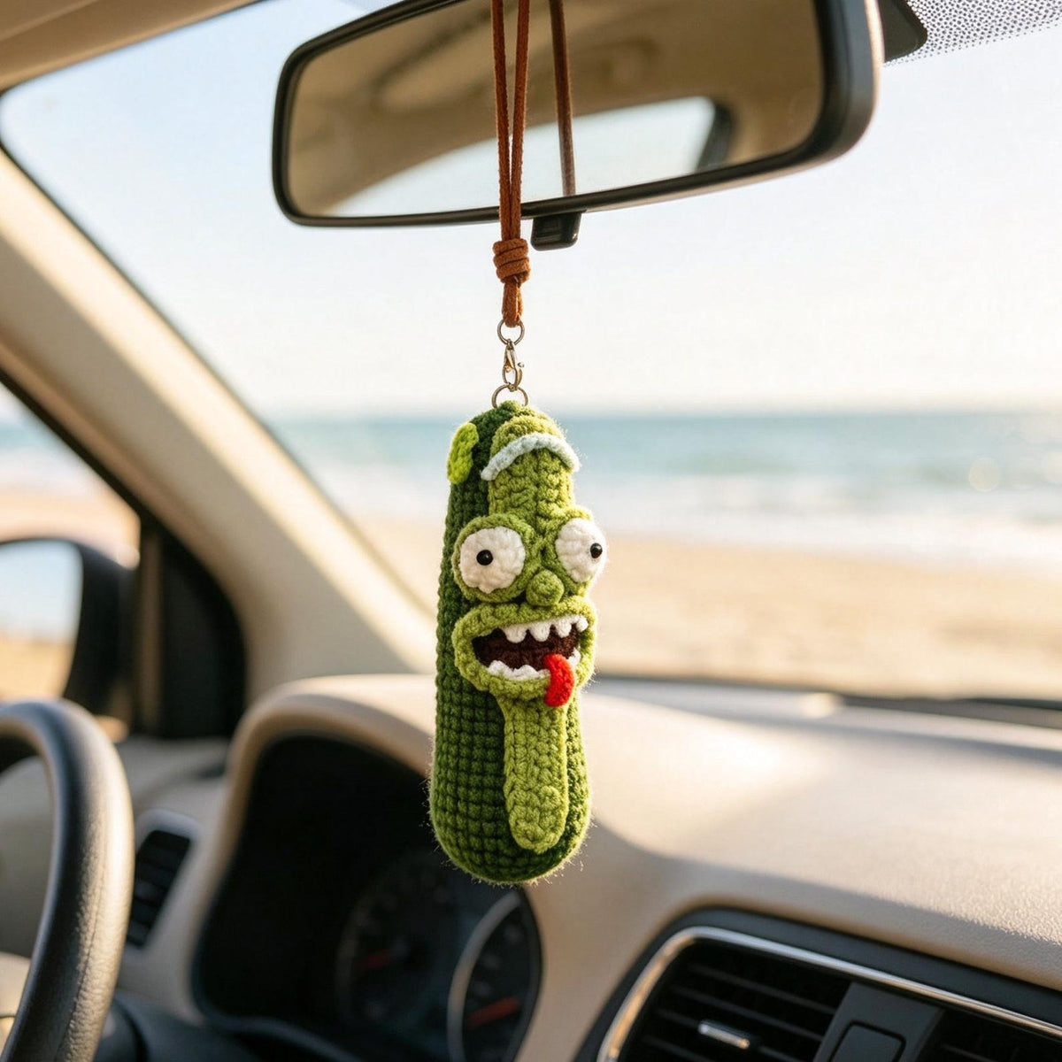 Handmade Crochet Car Interior Hanging Ornament Fun Figure Pendant Vehicle Decor to refresh vibe and elevate automobile inner visual display