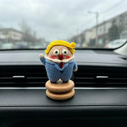 Crochet Desktop Vehicle Dashboard Ornament Whimsical Figure Statue Decor to bring fun light‑hearted vibe for your automobile inner space