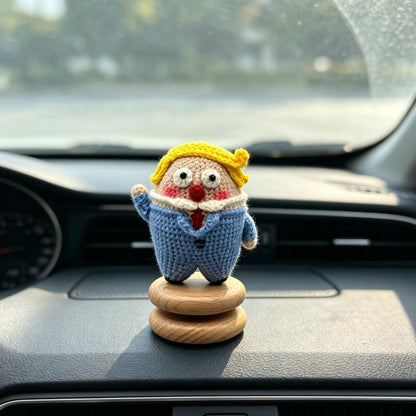 Crochet Desktop Vehicle Dashboard Ornament Whimsical Figure Statue Decor to bring fun light‑hearted vibe for your automobile inner space