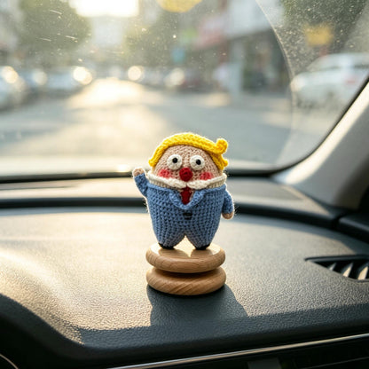 Crochet Desktop Vehicle Dashboard Ornament Whimsical Figure Statue Decor to bring fun light‑hearted vibe for your automobile inner space