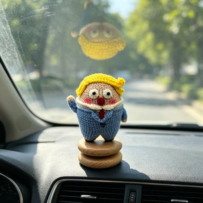 Crochet Desktop Vehicle Dashboard Ornament Whimsical Figure Statue Decor to bring fun light‑hearted vibe for your automobile inner space