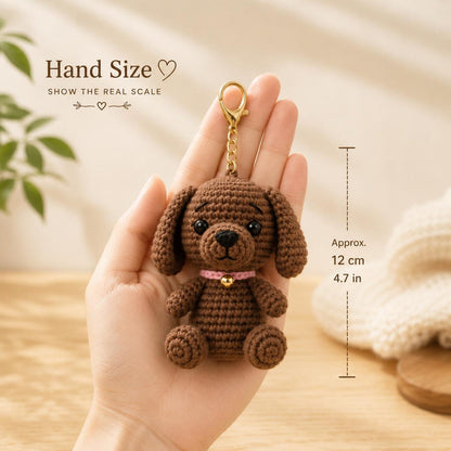 Crochet Puppy Keychain, Cute Dog Bag Charm, Handmade Amigurumi Puppy, Car Mirror Hanging Ornament, Dog Lover Gift, Cute Backpack Accessory