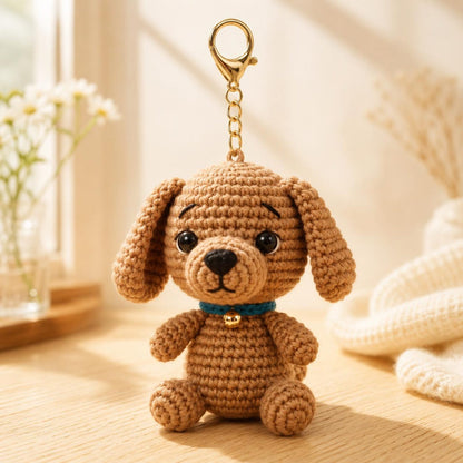 Crochet Puppy Keychain, Cute Dog Bag Charm, Handmade Amigurumi Puppy, Car Mirror Hanging Ornament, Dog Lover Gift, Cute Backpack Accessory
