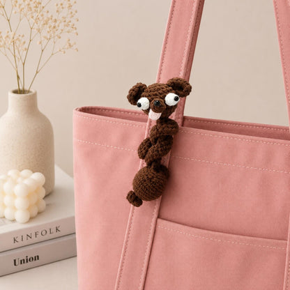 Long Neck Dog Bag Charm, Handmade Amigurumi Purse Accessory, Cute Backpack Hanger, Gift for Dog Lover, Cute Gift for Her, Friend Gift