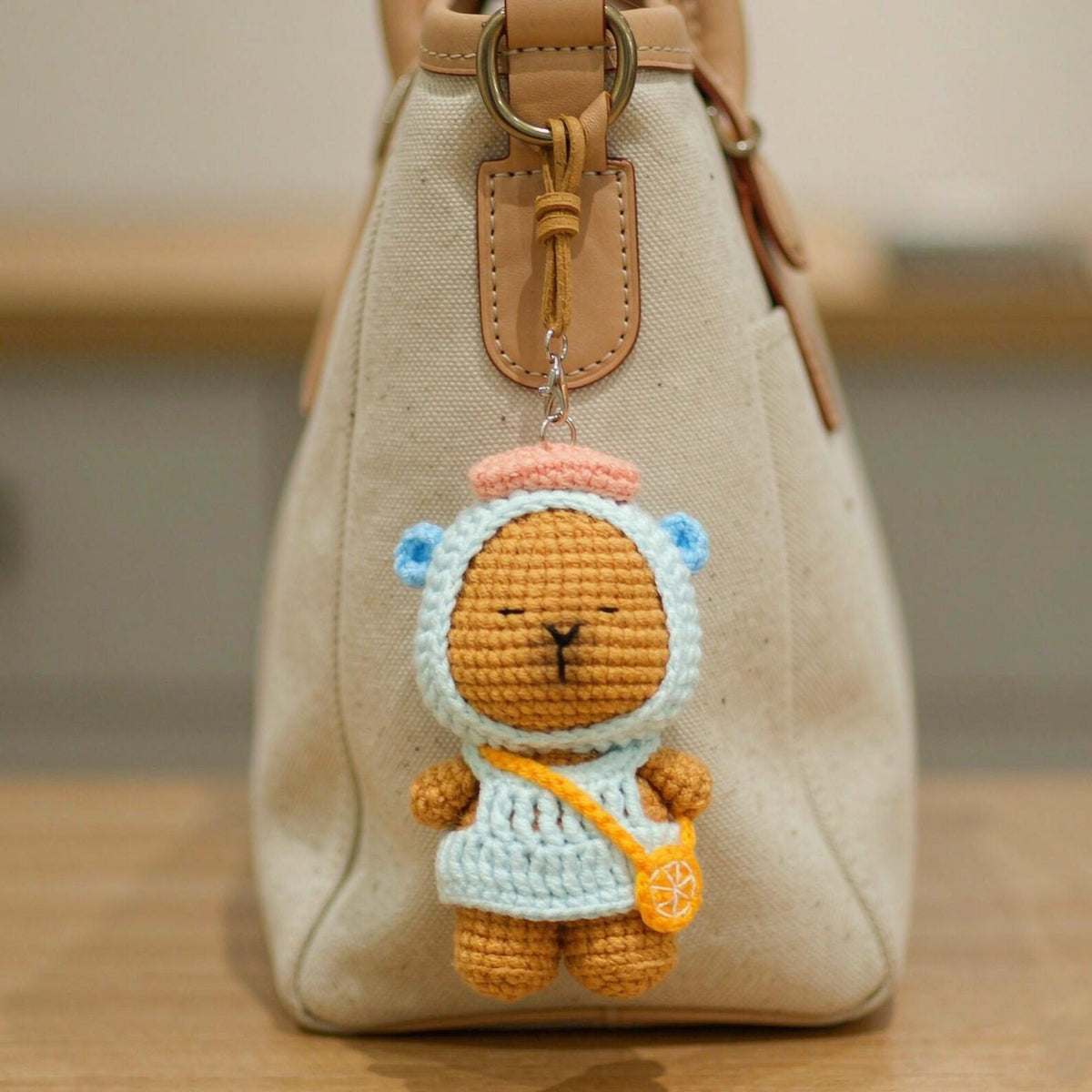 Handmade crocheted hanging figurine bag charm decor everyday creative accessory fun birthday gift for your girlfriend for joyful casual days
