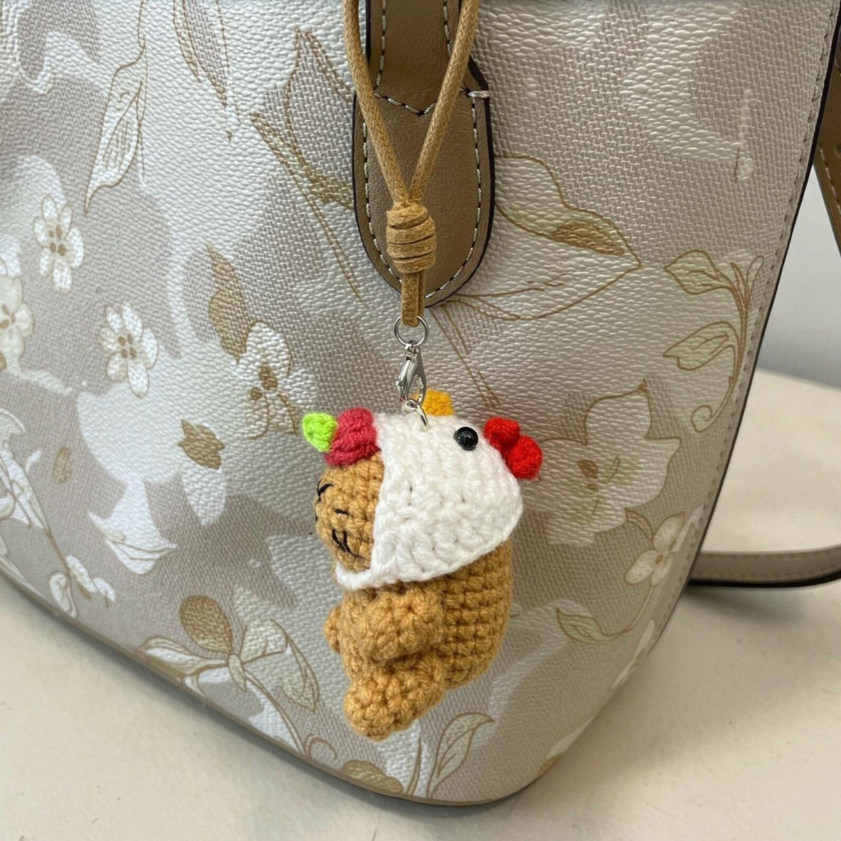 Handmade crocheted bag charm creative kids gift decorative hanging trinket companion figurine for playful everyday holiday moments
