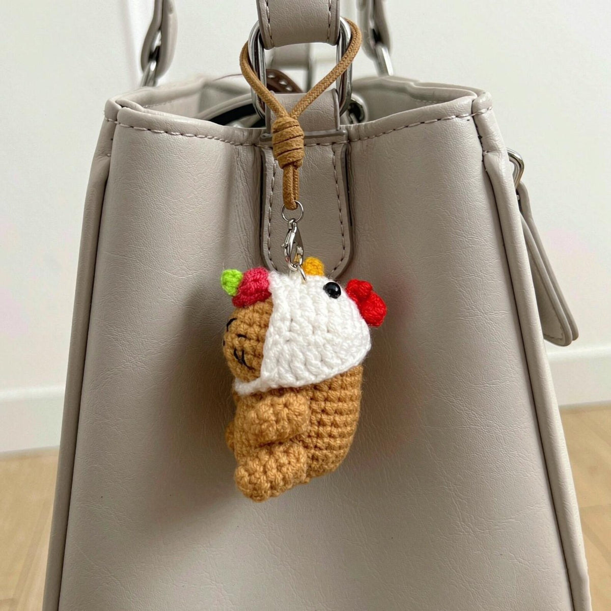 Handmade crocheted bag charm creative kids gift decorative hanging trinket companion figurine for playful everyday holiday moments