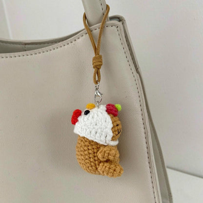 Handmade crocheted bag charm creative kids gift decorative hanging trinket companion figurine for playful everyday holiday moments