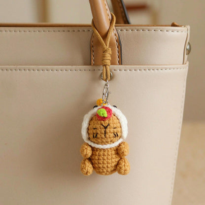 Handmade crocheted bag charm creative kids gift decorative hanging trinket companion figurine for playful everyday holiday moments