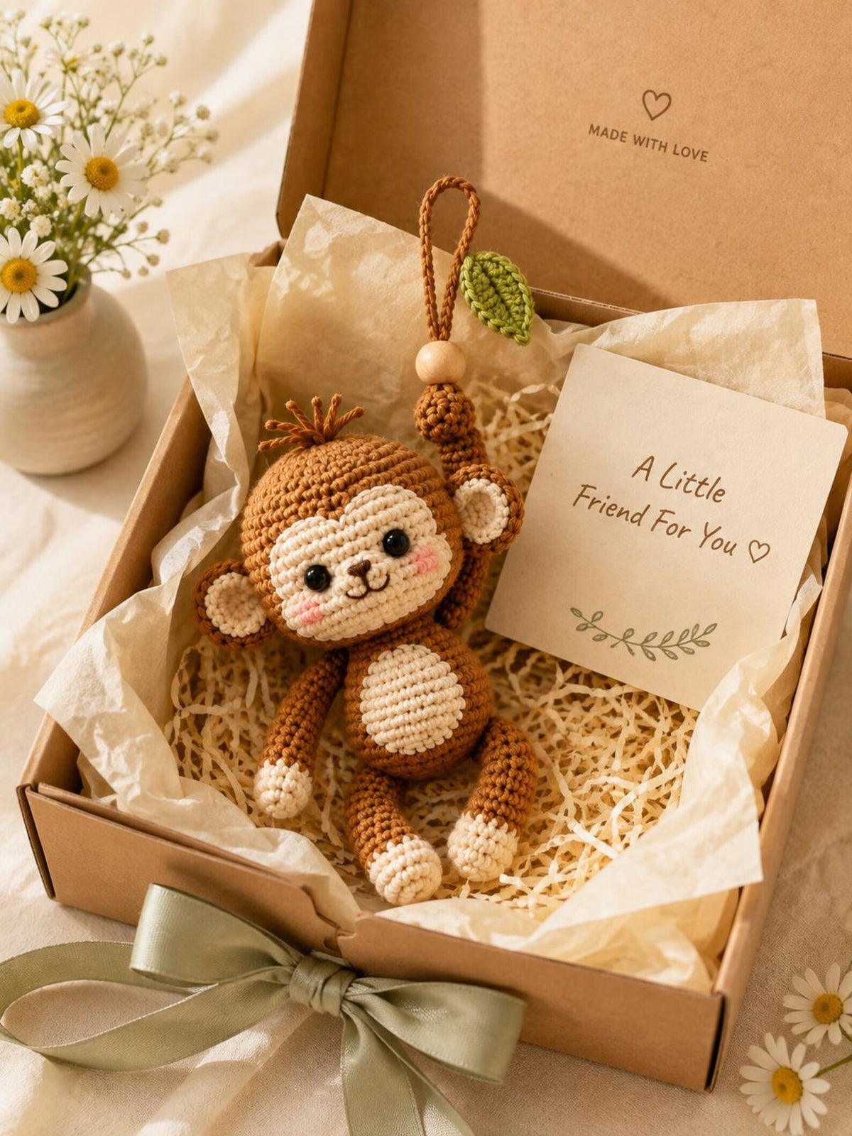 Crochet Monkey Car Hanging Ornament, Cute Monkey Rearview Mirror Charm, Handmade Amigurumi Monkey, Backpack Bag Charm, Monkey Lover Gift
