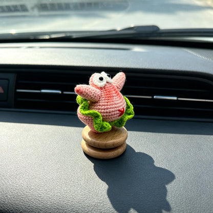 Handmade Crochet Car Dashboard Figurine Knitted Tabletop Ornament Unique Handcrafted Trinket for vehicle interior home display moments