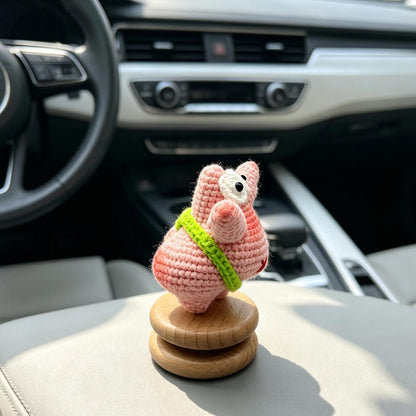 Handmade Crochet Car Dashboard Figurine Knitted Tabletop Ornament Unique Handcrafted Trinket for vehicle interior home display moments