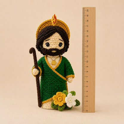 San Judas Tadeo Crochet Doll, St Jude Thaddeus Amigurumi,Patron Saint of Lost Causes, Catholic Religious Gift, Baptism First Communion Favor