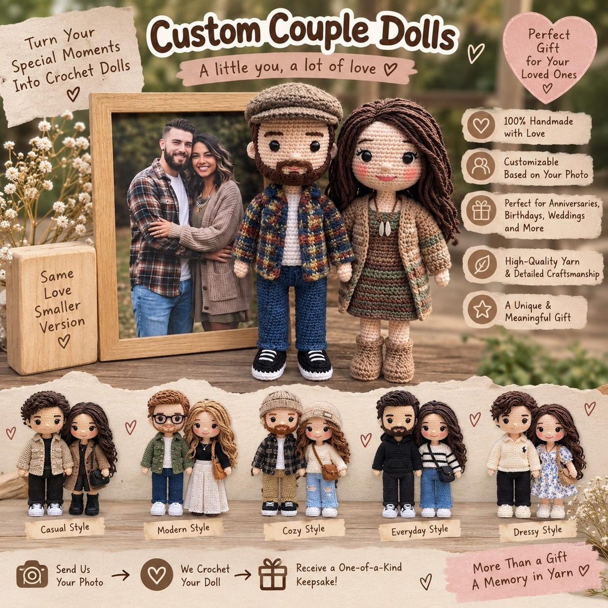 Custom Crochet Doll from Photo, Personalized Portrait Doll Gift, Handmade Look Alike Amigurumi, Custom Family Memorial Keepsake Doll