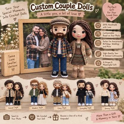 Custom Crochet Doll from Photo, Personalized Portrait Doll Gift, Handmade Look Alike Amigurumi, Custom Family Memorial Keepsake Doll