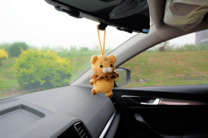Dancing Tiger Car Hanging Accessory, Crochet Animals Rear View Mirror Accessory, Cute Car Accessories Interior, Anime Interior Car Accessory