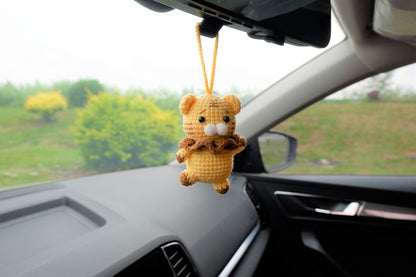 Dancing Tiger Car Hanging Accessory, Crochet Animals Rear View Mirror Accessory, Cute Car Accessories Interior, Anime Interior Car Accessory