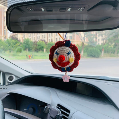 Cute Car Mirror Hanging Accessories for Women Interior Rear View Mirror clown flower amigurumi Car Accessories Crochet Toy