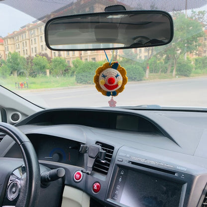 Cute Car Mirror Hanging Accessories for Women Interior Rear View Mirror clown flower amigurumi Car Accessories Crochet Toy
